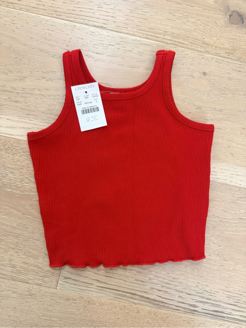 crewcuts Red Ribbed Tank Top for Kids